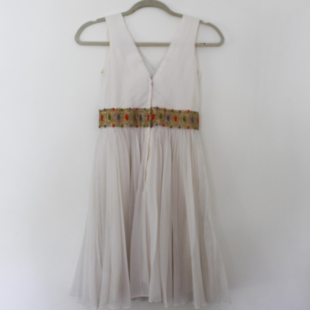 SOLD - Vintage 1960s Grecian Style White Chiffon Cocktail Dress - Picture 7 of 8